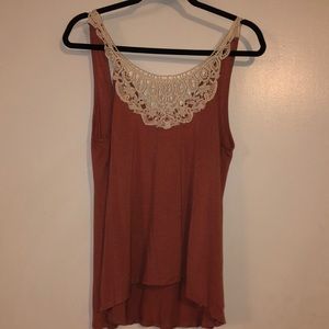 Papaya Tank Top with Lace design and cross back 💗